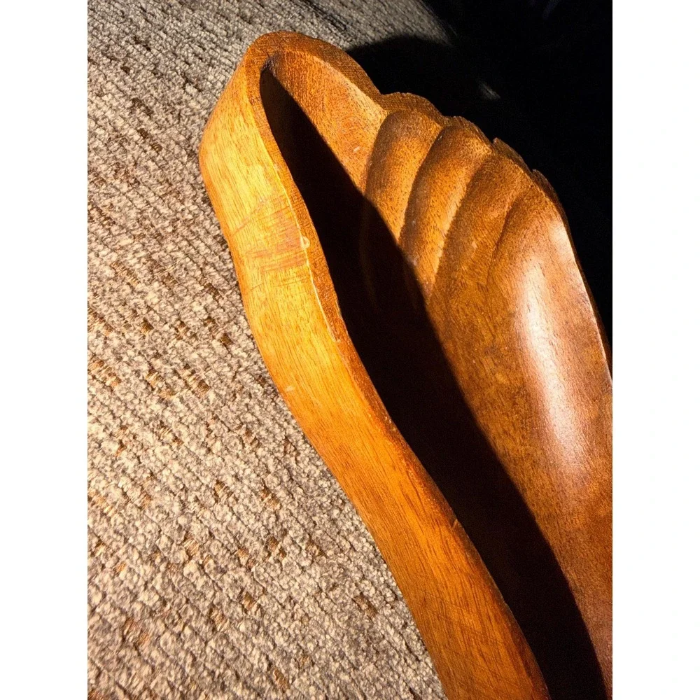 Hand Carved Wooden Foot Catchall Tray | Rustic Boho Trinket Dish, Key Holder